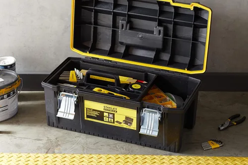 Miniatura 14 de STANLEY FATMAX - Caja de herramientas impermeable de 22.8 in, resistente al agua, gran capacidad de almacenamiento, ranura en V para corte extra