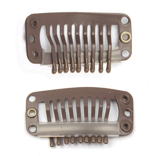 Miniatura 3 de 20 clips de metal a presión para extensiones de cabello DIY con clip, 9 dientes, 0.04 oz/pieza, 9 dientes, 0.04 oz/pieza, color marrón oscuro Marrón