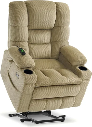 Miniatura 24 de MCombo Sillón Reclinable Grande con Triple Motor de Elevación Eléctrica con Masaje y Calefacción Doble, Reposacabezas Ajustable para Personas Café