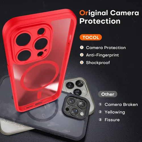Miniatura 129 de TOCOL Funda para iPhone 11, compatible con Magsafe, protección completa de cámara, imanes integrados, protección contra caídas, funda translúcida