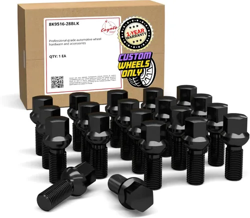Miniatura 11 de Wheel Accessories Parts 20 pernos de bola de rosca M14 x 1.5 para asiento de bola, acabado negro, 1.299 in, longitud del vástago de 0.669 in