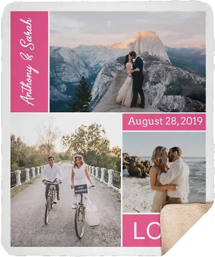 Miniatura 11 de Manta personalizada con collage de 3 imágenes a todo color. Personalizado de tus fotos y apellido. Manta de forro polar súper suave para bebés