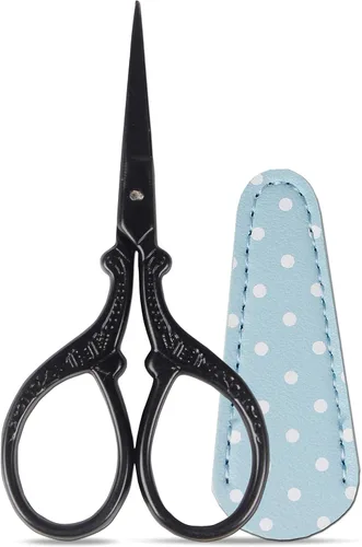 Miniatura 17 de Tijeras de 3.6 pulgadas para costura y manualidades, de acero inoxidable, con funda de cuero para punto de cruz, corte de papel, artesanía, trabajo