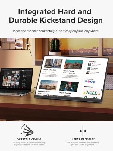 Miniatura 5 de QLED - Monitor portátil dual de 23.8" 100Hz FHD 1080P apilable – Pantallas verticales duales de 125% sRGB para codificación/juegos/trading, extensor