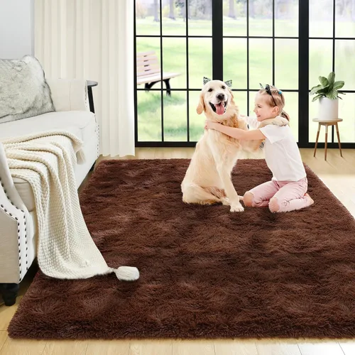 Miniatura 61 de Noahas - Alfombra suave y afelpada para habitación de niña y sala de estar, colorida, decoración para guardería, teñido anudado arcoíris, azul