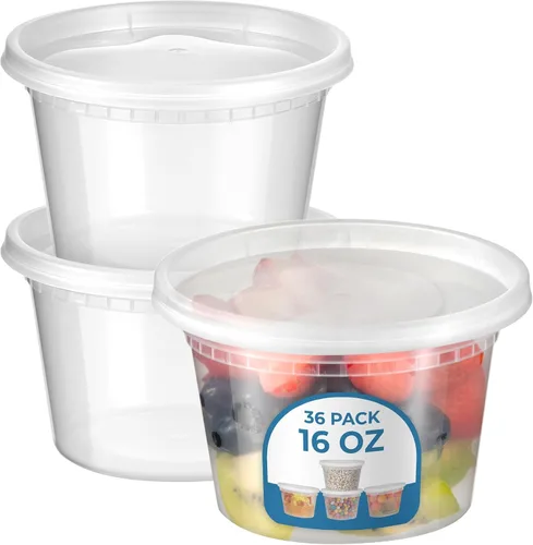 Miniatura 8 de Fit Meal Prep Paquete de 40 recipientes de 8 onzas con tapas, recipientes de cuarto de galón a prueba de fugas con tapas, contenedor de plástico