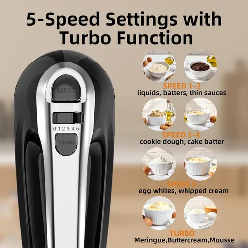 Miniatura 8 de Batidora de pie 2 en 1 de 4.8 cuartos de galón, batidora de cocina eléctrica con tazón giratorio automático y cabezal inclinable, máquina de hornear