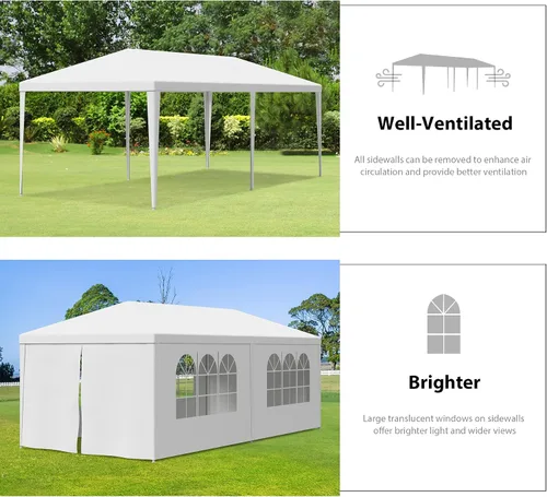 Miniatura 2 de F2C Cenador para exteriores de 10 x 20 pies, toldo blanco con paredes laterales para fiestas, bodas, tienda para eventos de catering, pabellón
