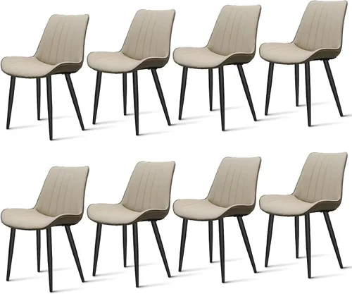 Miniatura 17 de Juego de sillas de comedor AmoUnico, silla de comedor moderna, sillas de comedor de cuero, sillas de cocina con tapizado de cuero sintético