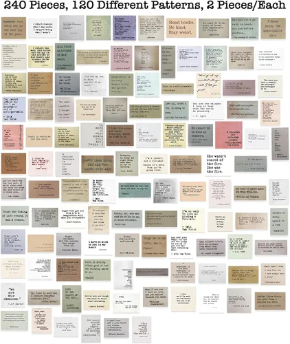 Miniatura 2 de LakoArt 240 Piezas Calcomanías de Citas Motivacionales Estilo Máquina de Escribir Retro (2 Pzas. Cada Una), Calcomanías Inspiradoras Vintage