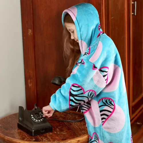 Miniatura 7 de Solaris Zebra - Sudadera con capucha estilo manta para niños con diseño con temática de amor, acogedora y cálida de forro polar Sherpa, para Corazón
