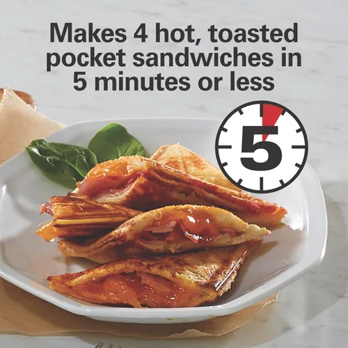 Miniatura 2 de Hamilton Beach Parrilla Eléctrica Sellada para Hacer Sándwiches con Placas Antiadherentes sin PFAS, Hace Tostadas Francesas Rellenas, Omelettes
