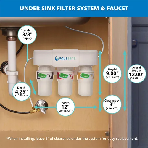 Miniatura 5 de Sistema de filtro de agua Aquasana para debajo del fregadero - Reduce PFAS, plomo y cloro en el agua potable - Filtración de clarium para la cocina