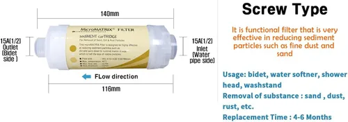 Miniatura 2 de Juego de 5 filtros de sedimentos de agua para bidé, 0.591 in, conexión de 1/2", compatible con Novita, Samsung, Panasonic