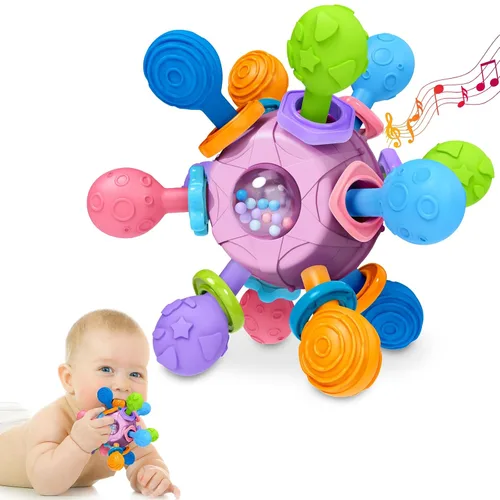 Miniatura 8 de Juguetes de Dentición para Bebés Mordedores para Bebés de 0-6 Meses Juguetes para Bebés Niñas Regalos para 0 3 6 9 12 Meses, Sonajeros para Recién