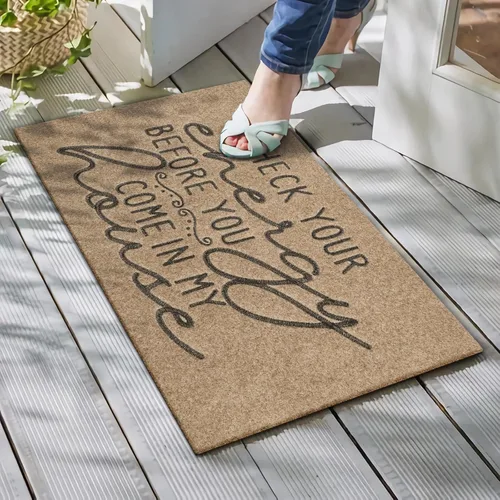 Miniatura 2 de Tapete para puerta delantera interior para zapatos por puerta, comprueba tu energía antes de venir a mi casa, tapetes divertidos para puerta