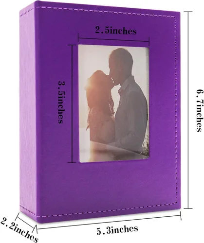 Miniatura 6 de Vienrose Álbum de fotos de 4 x 6 pulgadas, 100 fotos, cubierta de piel, libro de fotos con ventana frontal, álbumes de fotos deslizables para bebé