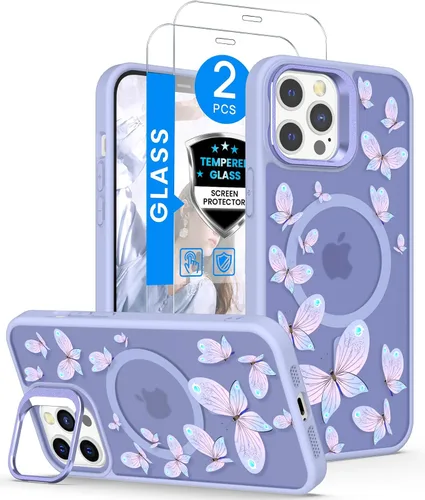 Miniatura 9 de Dretal Funda para iPhone 12 Mini / 13 Mini floral, con protector de pantalla, soporte para cámara, protección de grado militar, translúcida mate