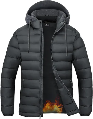 Miniatura 8 de SWISSWELL Chaqueta Puffer Ligera para Hombre con Capucha Acolchada Aislante Resistente al Agua Abrigo Cálido de Invierno con Cremallera y Capucha