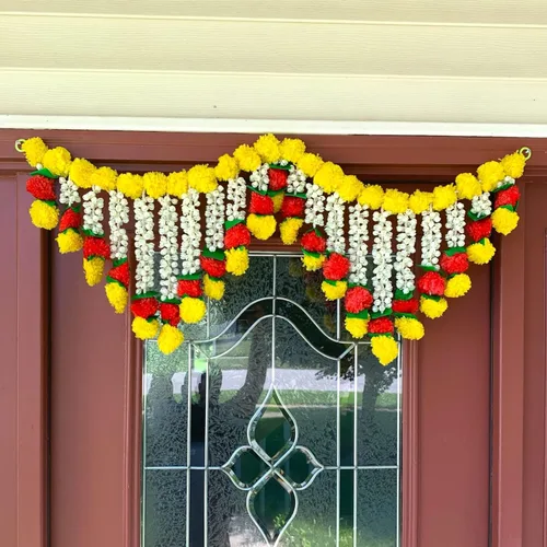 Miniatura 6 de LoveNspire 3 pies de caléndula tuberrose puerta Toran colgante cenefa festival caléndula guirnalda ventana interior exterior decoración Bandarwal