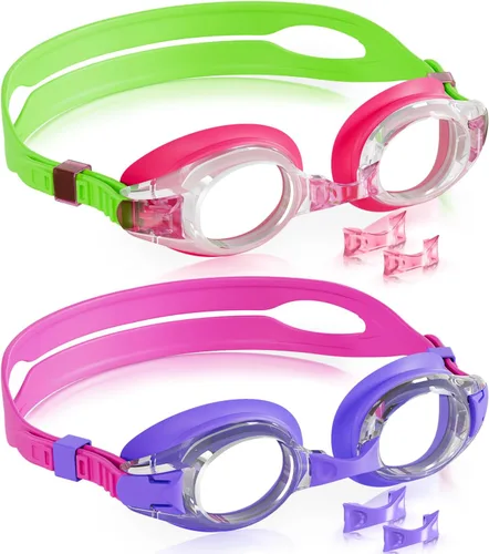 Miniatura 20 de Aegend - Paquete de 2 gafas para niños, gafas de natación para niños de 4 a 16 años, niños y niñas jóvenes, gafas de piscina antivaho, impermeables