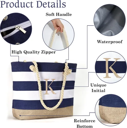 Miniatura 4 de YOOLIFE Beach Bags for Women - Travel Canvas Beach Tote, Pool Waterproof Bag, Travel Essentials, Gifts for Women Birthday