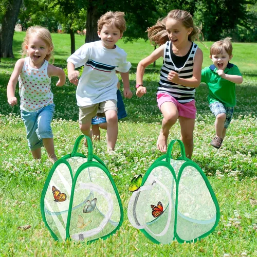 Miniatura 5 de 2 jaulas de hábitat de mariposa de 10 x 8.8 x 8 pulgadas, plegable de malla para insectos, hábitat portátil de red de mariposas con cremallera