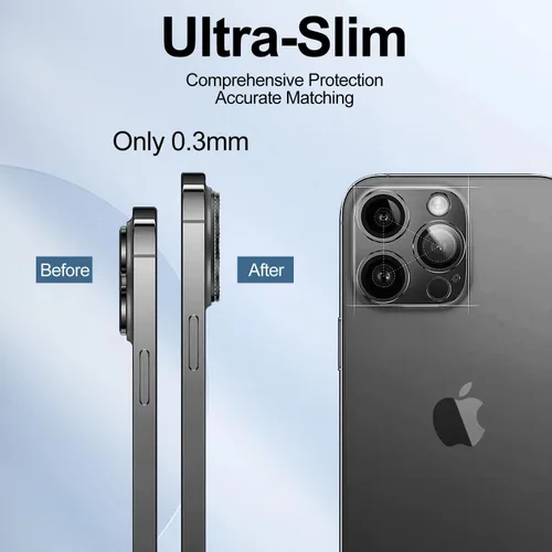 Miniatura 3 de T Tersely Paquete de 2 protectores de lente de cámara diseñados para iPhone 14 Pro/iPhone 14 Pro Max, protector de cámara de metal de aleación