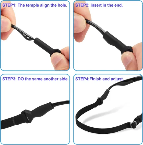 Miniatura 5 de lvvfit Correas de lentes para niños (6.5 a 10 pulgadas), correa ajustable para lentes de sol deportivas, correas de soporte para anteojos para niños