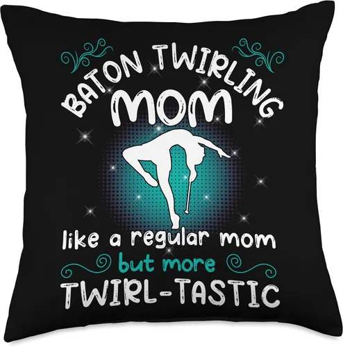 Miniatura 4 de like a regular mom but more Twirl-tastic - baton twirler Throw Pillow