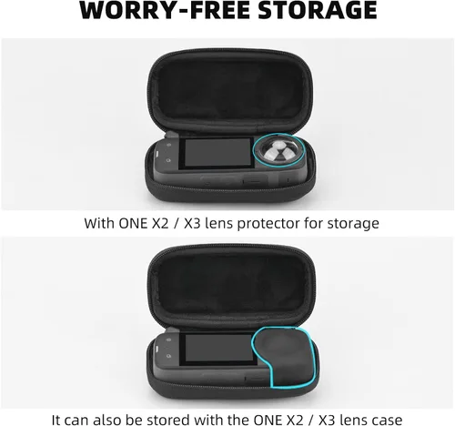 Miniatura 4 de BRDRC Funda de transporte para Insta360 X3, bolsa de almacenamiento portátil, funda protectora de lente, funda protectora de carcasa rígida de viaje