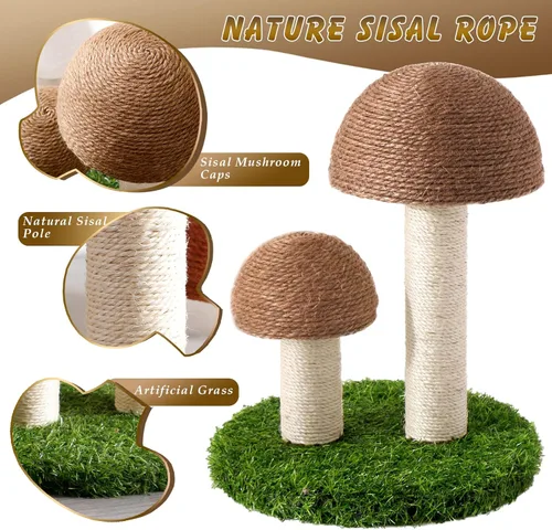 Miniatura 3 de Rascador para gatos, rascador de hongos para gatos con tapas de sisal natural, poste para rascar y base resistente para gatitos y gatos pequeños
