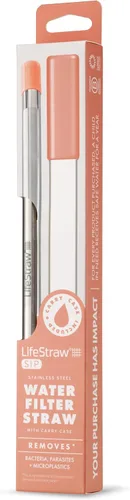 Miniatura 2 de LifeStraw Sip - Paja reutilizable de acero inoxidable para beber con filtro de agua Albaricoque