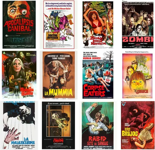 Miniatura 2 de Mini carteles de película (13 carteles de 8 x 11 pulgadas) Zombies Horror Action Vintage Movie Posters Covers retro explotación película Eleven