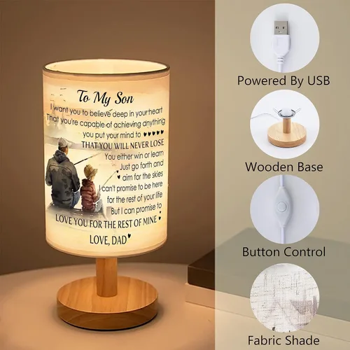Miniatura 6 de Lámpara de mesa de pesca con texto en inglés "To My Son de papá", regalos de Navidad para hijo, regalo de cumpleaños, padre e hijo