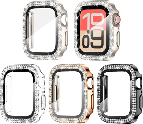 Miniatura 14 de Goton Paquete de 4 Fundas con Diamantes de Imitación para Apple Watch, Protector de 38mm para Series 3/2/1, Funda con Diamantes de Imitación