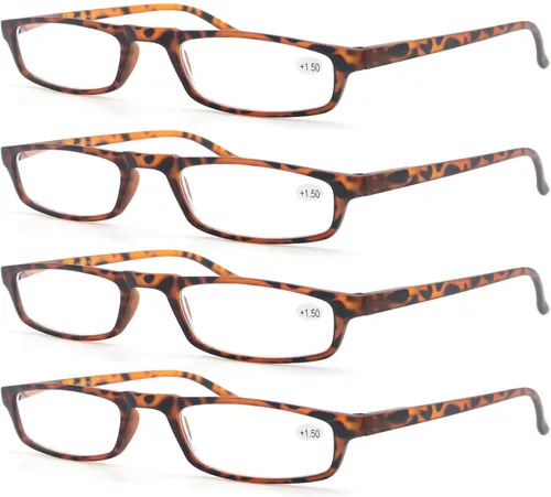 Miniatura 14 de MODFANS Gafas de lectura para mujeres y hombres, montura estrecha ligera con acabado brillante, bisagra de resorte flexible, elegantes lentes