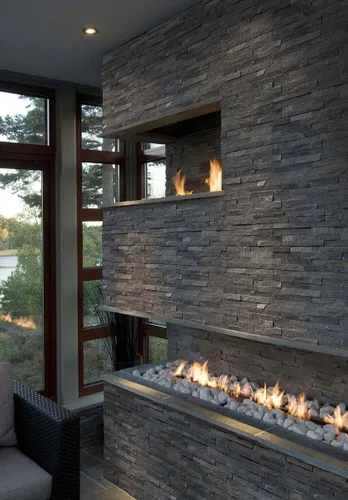 Miniatura 2 de Coal Canyon - Panel de pared de piedra natural de 6 x 24 pulgadas, 60 piezas (60 pies cuadrados) para interiores y exteriores, chimenea, pared