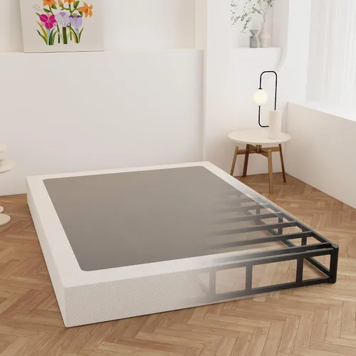 Maenizi Somier de 9 pulgadas para cama Queen, base de cama de metal resistente con funda de tela, base de colchón, fácil montaje, sin ruido, color