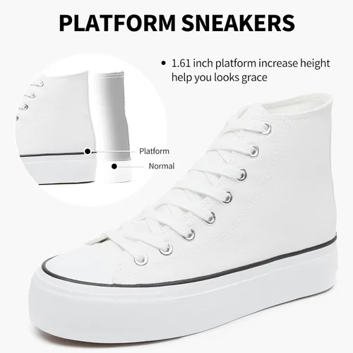 Miniatura 2 de Zapatillas de deporte de plataforma de cuero PU para mujer, zapatos de tenis blancos para mujer