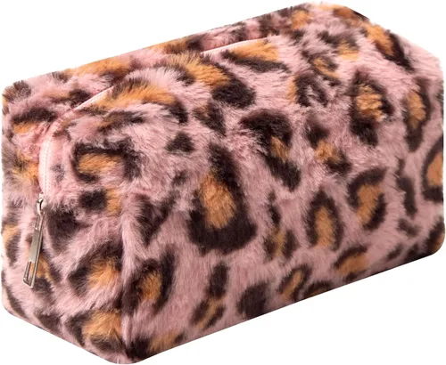 Miniatura 15 de Bolsa de Maquillaje a Cuadros de Felpa Bolsa de Cosméticos Estética a Cuadros Bolsos de Mano Lindos con Cremallera Bolsa de Viaje para Artículos