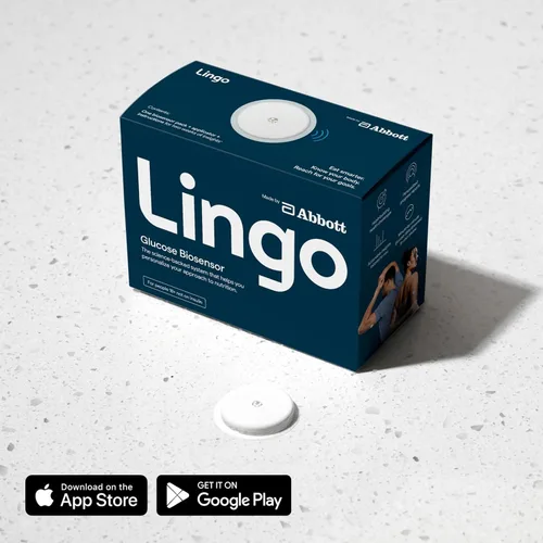 Miniatura 3 de Lingo Monitor Continuo de Glucosa (CGM) y Aplicación. Fabricado por Abbott. Conozca el impacto de lo que come. 1 biosensor Lingo dura hasta 14