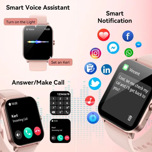 Miniatura 2 de Reloj inteligente, reloj inteligente de 1.85 pulgadas para hombres y mujeres (respuesta/hacer llamadas), frecuencia cardíaca, monitor de sueño