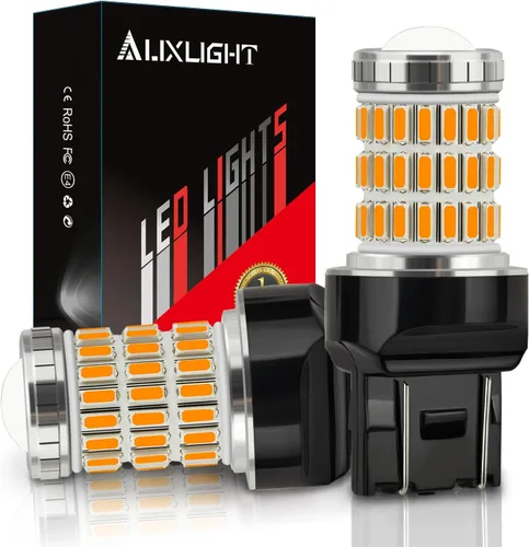 AUXLIGHT 7440 7441 7443 7444 T20 992 W21W - Bombillas LED ámbar amarillas ultrabrillantes de 60-SMD, reemplazo necesita resistencia de carga extra