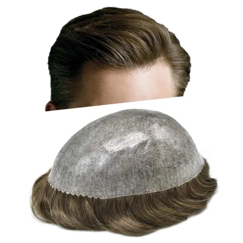 Miniatura 38 de Toupee - Sistema de reemplazo de cabello de polietileno completo para hombre, cabello humano europeo para hombre, tupé de 0.004 in, piel duradera