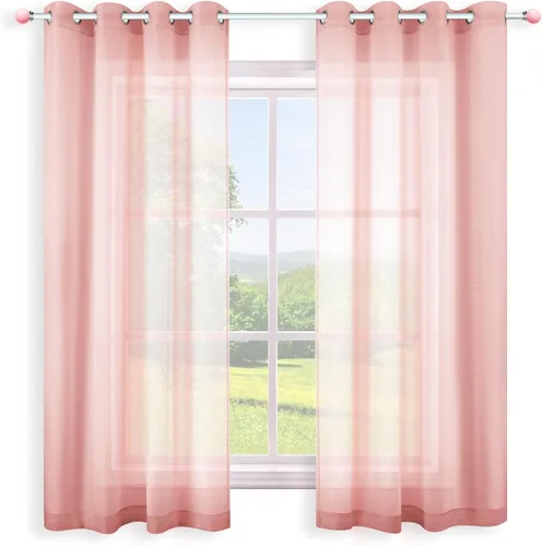 Miniatura 82 de KOUFALL Cortinas traslúcidas de 120 pulgadas de 2 paneles con ojales, juego extra largo de 10 pies de largo, cortinas altas para ventana grande, 52