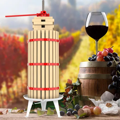 Miniatura 6 de prensa de frutas y vino de 7.9 galones, exprimidor manual para sidra con canasta de madera de haya maciza y soporte resistente para manzanas, uvas
