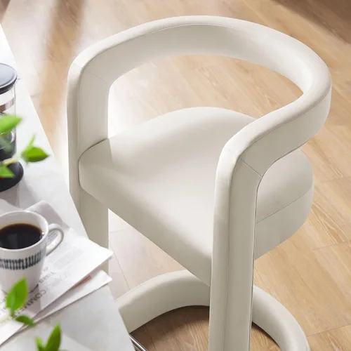 Miniatura 5 de Modway Winslow Performance - Taburete de terciopelo con reposapiés de acero inoxidable en alabastro