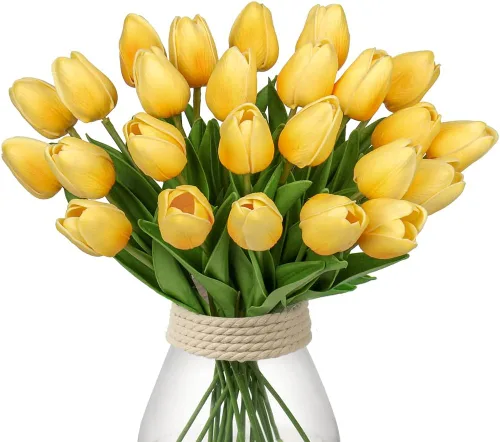 Miniatura 16 de 20 tulipanes artificiales mixcolor de tacto real, flores falsas para el día de la madre, 13.5 pulgadas, tulipanes sintéticos, flores artificiales a