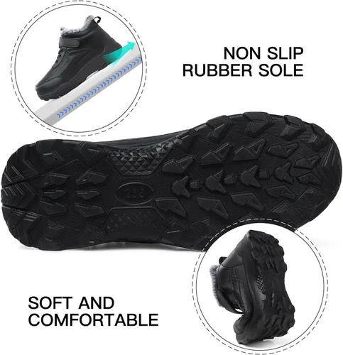 Miniatura 4 de SHIBEVER Botas impermeables para invierno para mujer botas de piel aislada, cálidas, informales, para clima frío, cómodas, antideslizantes